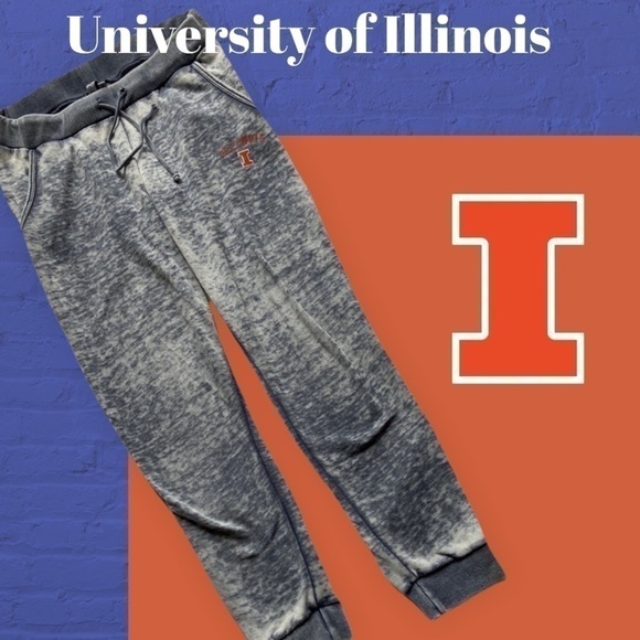 𝅺chicka-d U of I Distressed Sweat Pants Blue Sz M - Picture 11 of 11